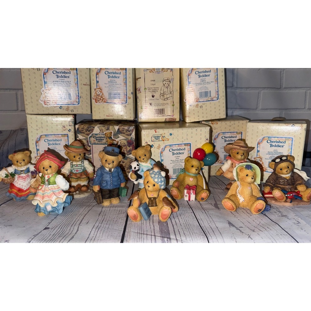 Lot of 10 Cherished Teddies Figurines Enesco Vintage Collectibles with Boxes